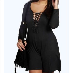 Lace up black dress